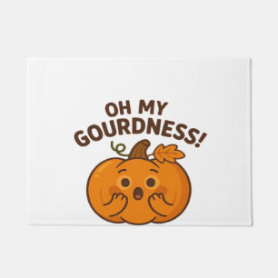 Oh My Gourdness! � Surprised Pumpkin Kawaii Art Cl Doormat