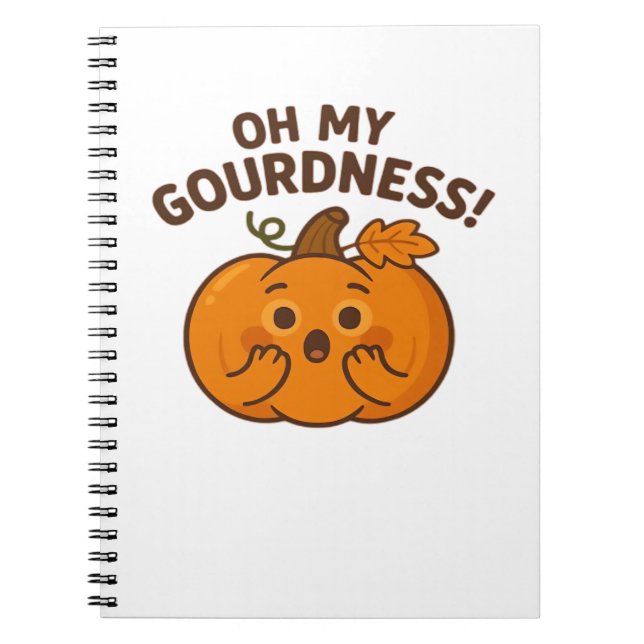 Oh My Gourdness! – Surprised Pumpkin Kawaii Art Cl Notebook (Front)