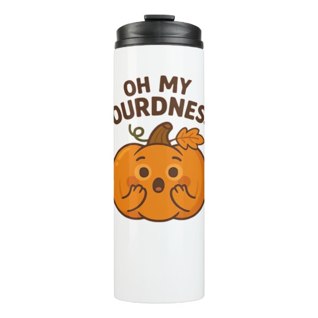 Oh My Gourdness! – Surprised Pumpkin Kawaii Art Cl Thermal Tumbler (Front)