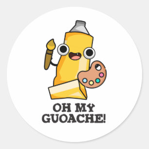 Oh My Guoache Funny Artist Paint Pun  Classic Round Sticker