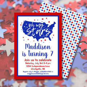 Oh My Stars 4th of July Birthday Invitation