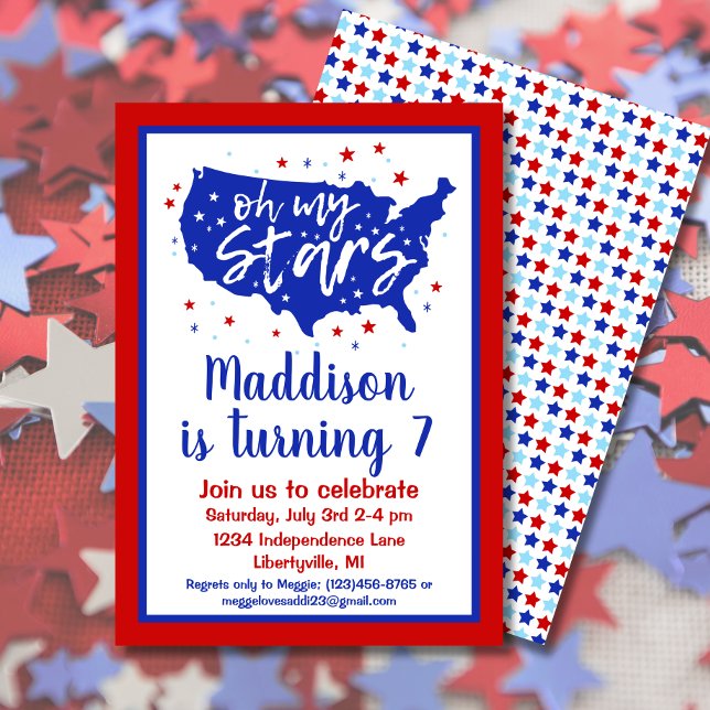 Oh My Stars 4th of July Birthday Invitation (Creator Uploaded)