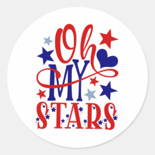 Oh My Stars Fireworks 4th Of July Independence Day Classic Round Sticker