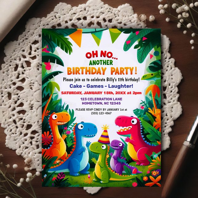 Oh No! Another Dinosaur Themed Birthday Party  Postcard (Creator Uploaded)