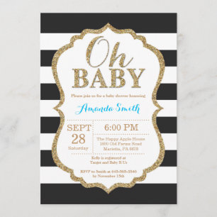Oh noir de bébé et invitation de baby shower d'or
