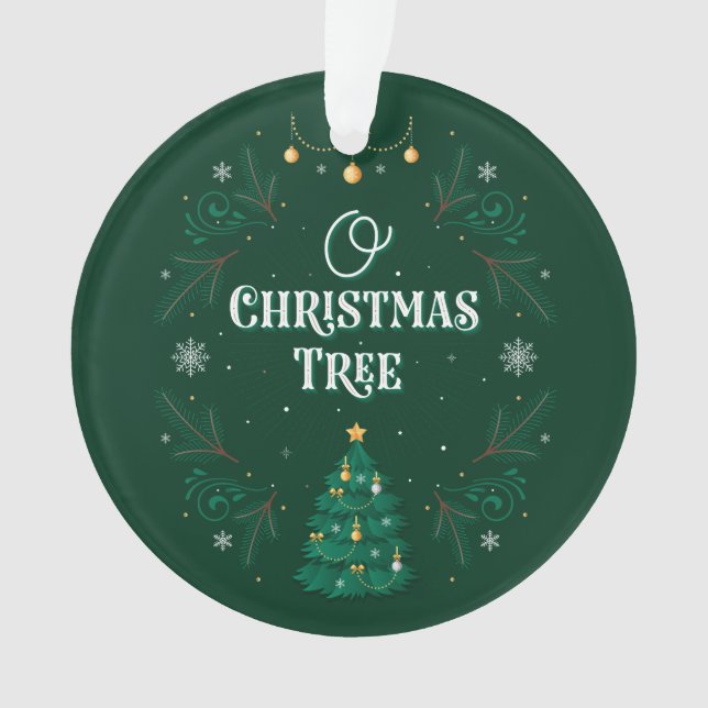 Oh ornement d'acrylique d'arbre de Noël (devant)