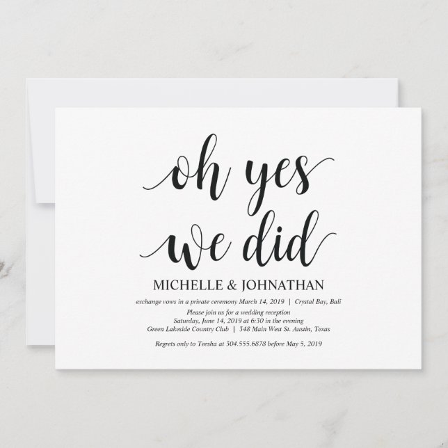 oh oui, nous l'avons fait, carte d'invitation de m (Devant)