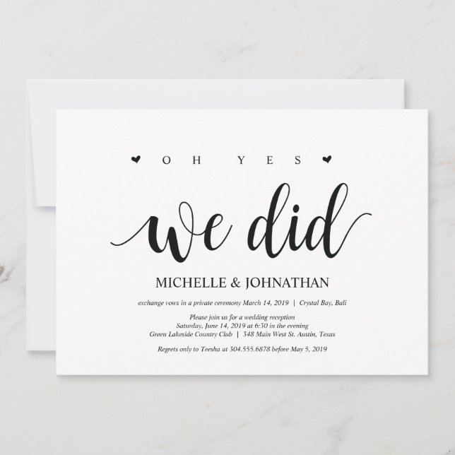 oh oui, nous l'avons fait, carte d'invitation pour (Devant)