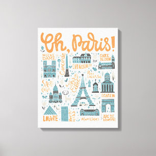 Oh, Paris!   Town Typography Canvas Print