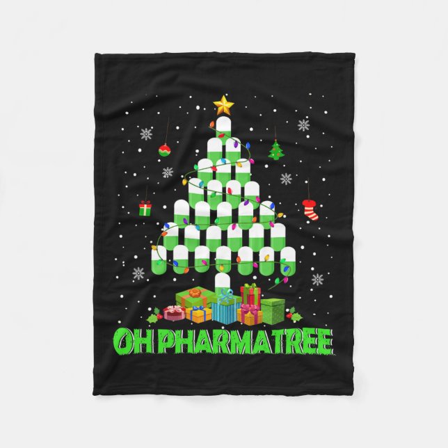 Oh Pharmatree Christmas Tree Pharmacy Medication P Fleece Blanket (Front)
