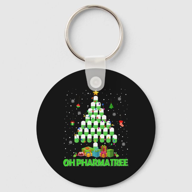 Oh Pharmatree Christmas Tree Pharmacy Medication P Keychain (Front)