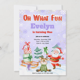 Oh Quel Amusant Noël Anniversaire Fête Invitation