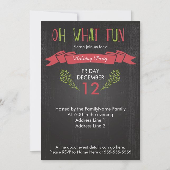 Oh quelles invitations de fête de vacances (Devant)