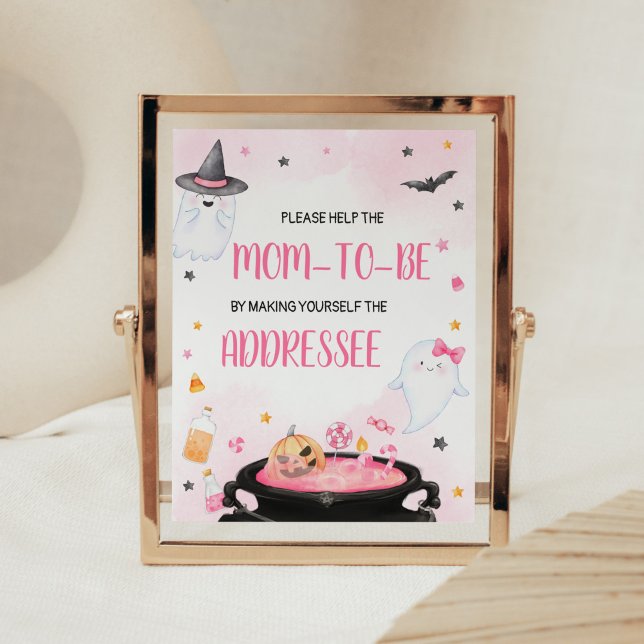 Oh Sheet Ghoul Halloween Envelope Station Poster (Pink Oh Sheet Baby Shower Envelope Station Sign)