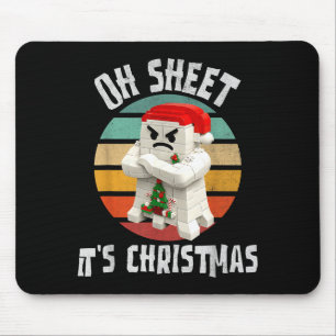 Oh Sheet It's Christmas Funny Mpy Ghost Design  Mouse Pad