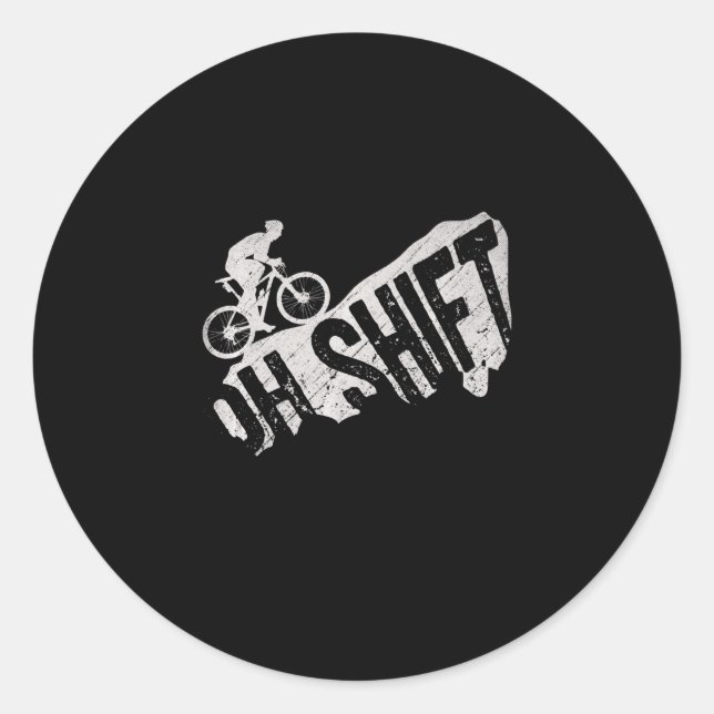 Oh Shift Mountain Biking Bicycle Bike Rider Classic Round Sticker (Front)