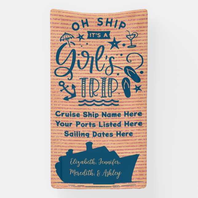 Oh Ship It's a Girl's Trip Cruise Door Banner (Vertical)