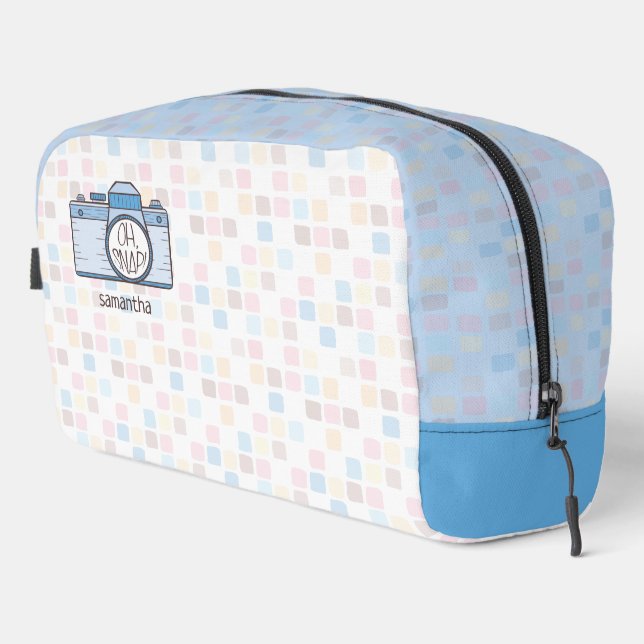 Oh Snap! Blue Pastel Camera Toiletry Bag (Right Corner)