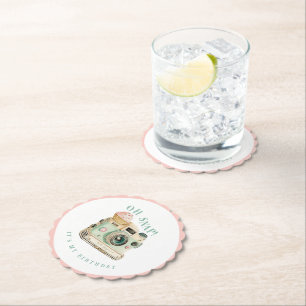 Oh Snap Camera Birthday Paper Coaster