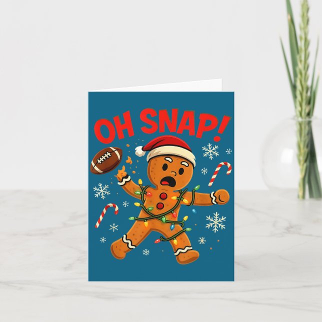 Oh Snap Christmas Gingerbread Funny Football Light Card (Front)
