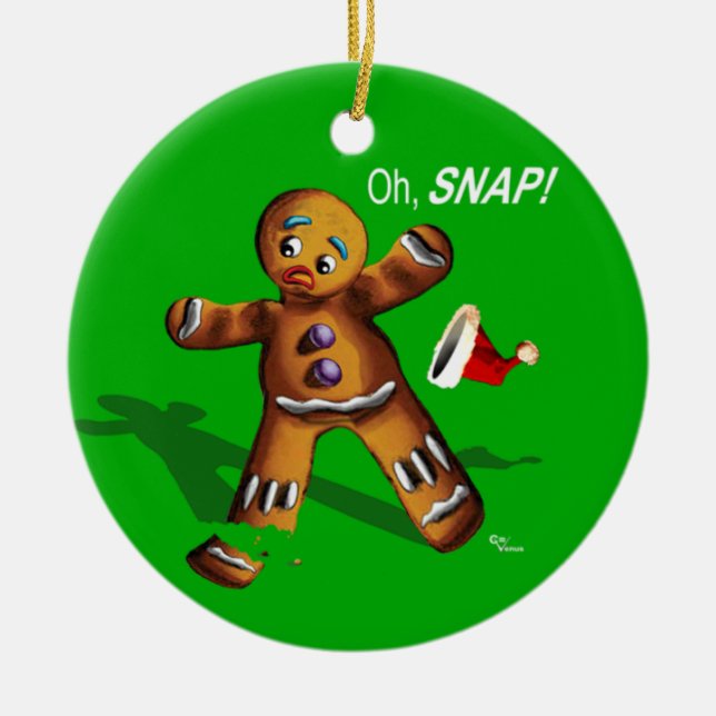 Oh Snap! Christmas Ornament (green) (Front)