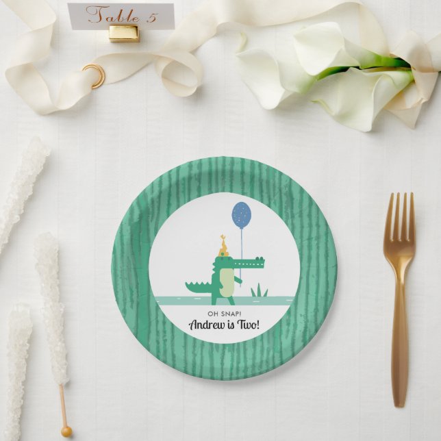 Oh Snap Cute Alligator Kids Birthday Party  Paper Plate (Wedding)