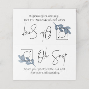 OH SNAP Folded table card #hashtag blue leaf