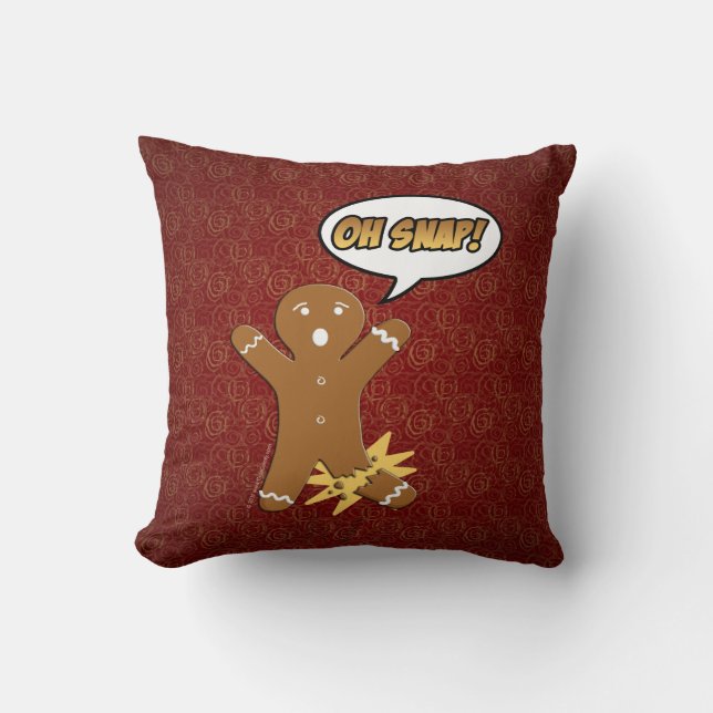 Oh Snap Funny Christmas Gingerbread Man Broken Leg Throw Pillow (Front)