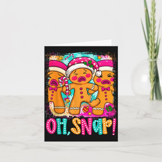 Oh Snap Funny Christmas Gingerbread Man Xmas Cooki Card (Front)