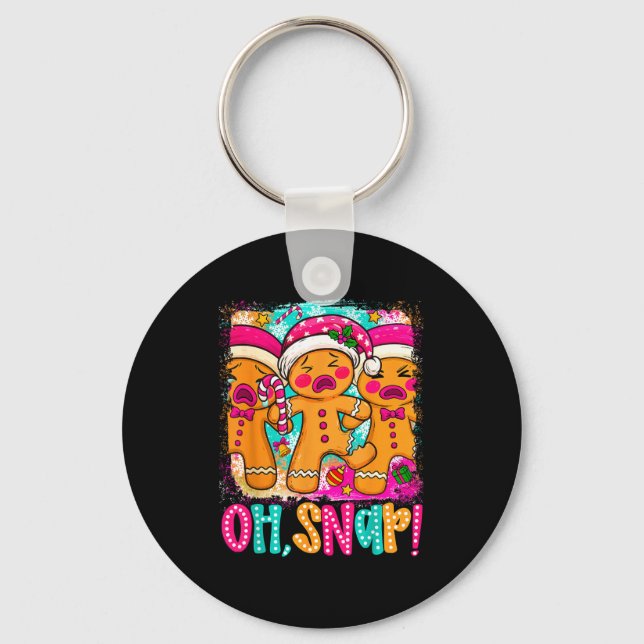 Oh Snap Funny Christmas Gingerbread Man Xmas Cooki Keychain (Front)