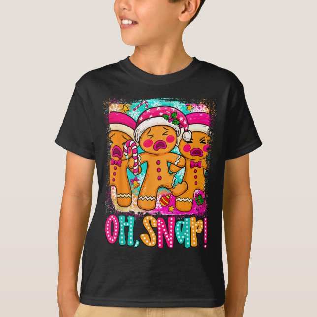 Oh Snap Funny Christmas Gingerbread Man Xmas Cooki T-Shirt (Front)