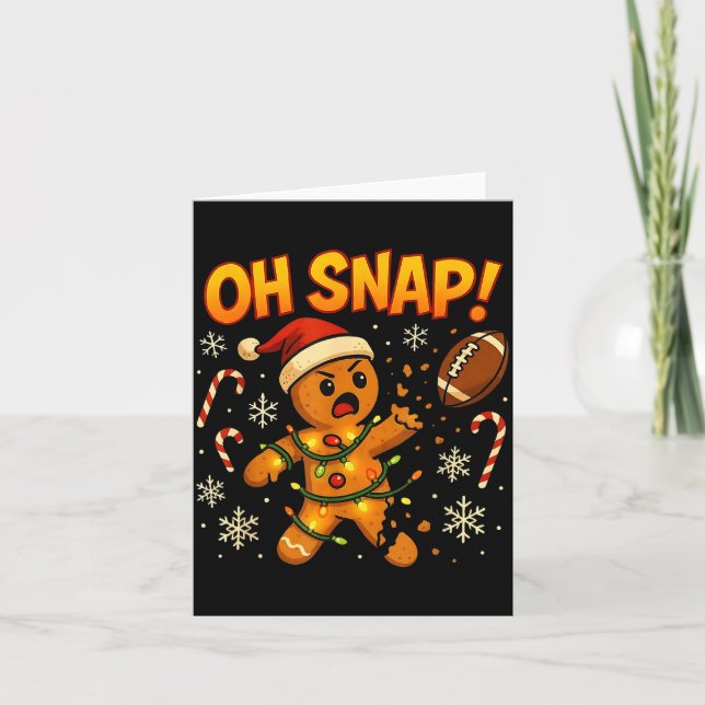 Oh Snap Funny Gingerbread Football Christmas Light Card (Front)