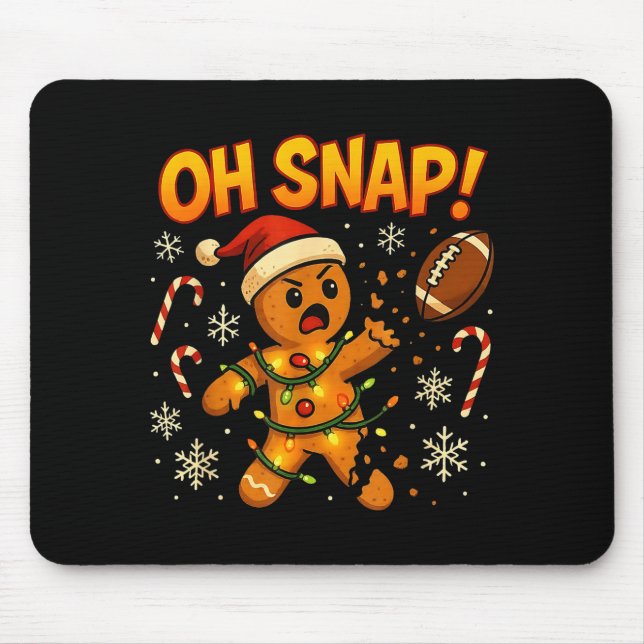 Oh Snap Funny Gingerbread Football Christmas Light Mouse Pad (Front)
