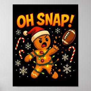 Oh Snap Funny Gingerbread Football Christmas Light Poster