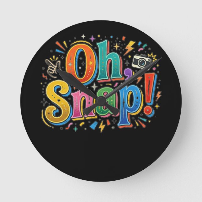 oh, Snap! Funny Gingerbread Holiday T-Shirt Round Clock (Front)