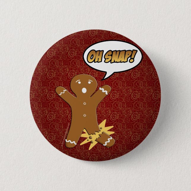Oh Snap! Funny Gingerbread Man 2 Inch Round Button (Front)