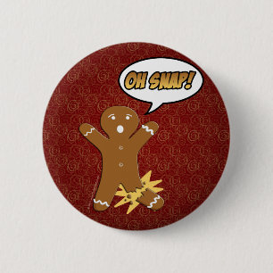 Oh Snap! Funny Gingerbread Man 2 Inch Round Button