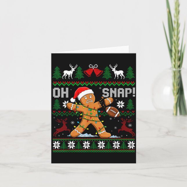 Oh Snap Funny Gingerbread Man Football Christmas P Card (Front)