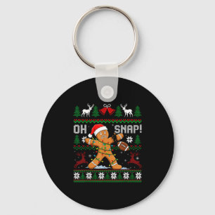 Oh Snap Funny Gingerbread Man Football Christmas P Keychain