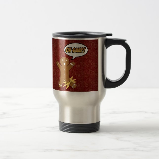Oh Snap! Funny Gingerbread Man Travel Mug (Right)