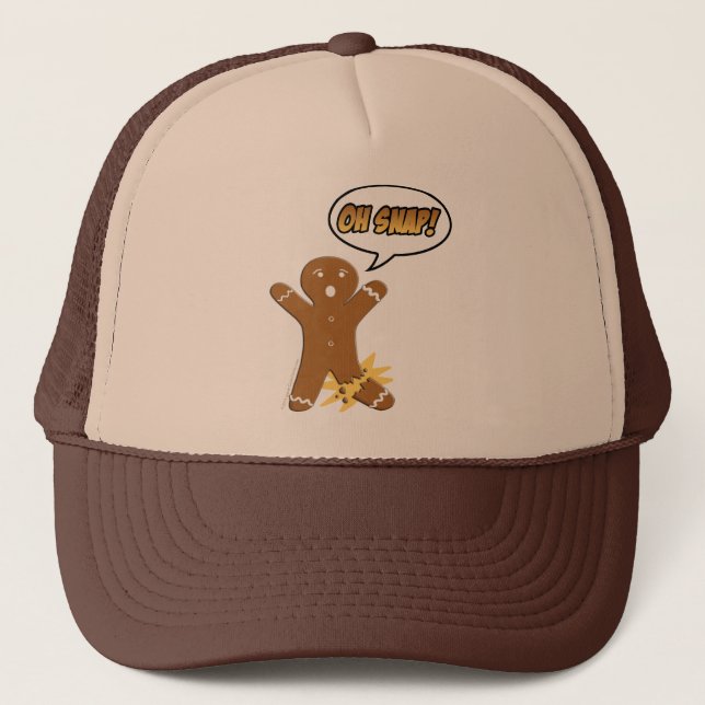 Oh Snap! Funny Gingerbread Man Trucker Hat (Front)
