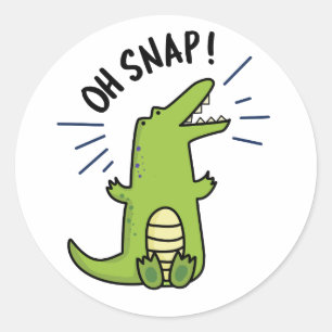 Oh Snap Funny Snapping Crocodile Pun  Classic Round Sticker