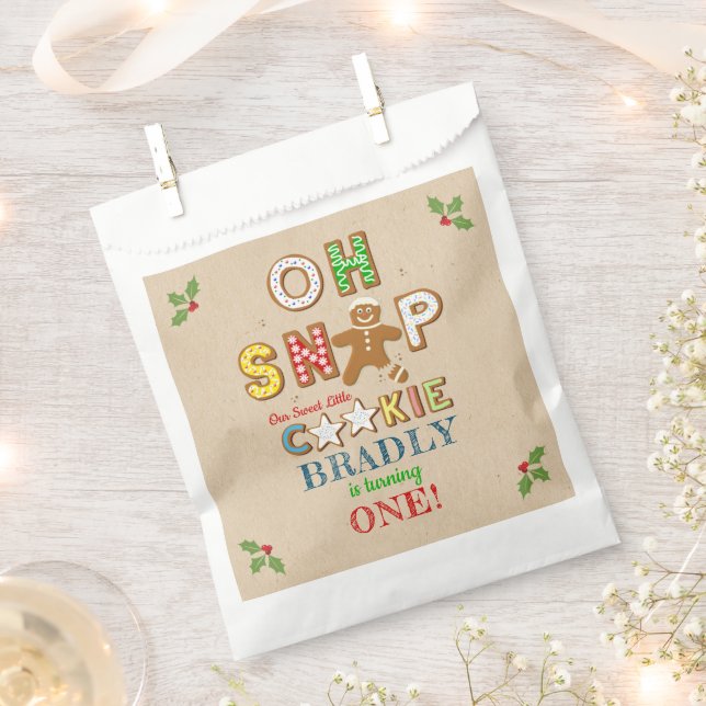 Oh Snap! Gingerbread Cookie Any Age Birthday Favour Bag (Clipped)