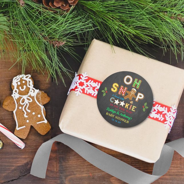 Oh Snap! Gingerbread Cookie Baby Shower Classic Round Sticker (Creator Uploaded)