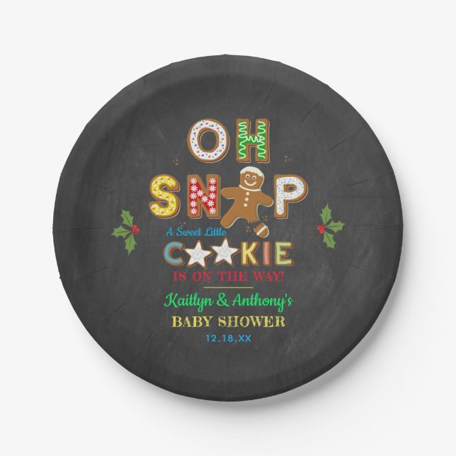 Oh Snap! Gingerbread Cookie Baby Shower Paper Plate (Front)