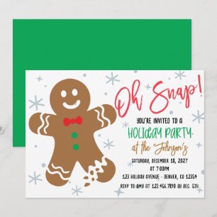 Oh Snap Gingerbread Cookie Holiday Party Invitation
