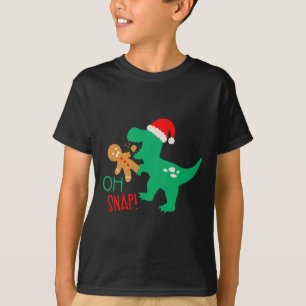 Oh Snap Gingerbread Dinosaur Santa Christmas Funny T-Shirt