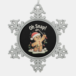 Oh Snap Gingerbread Golf Golfer Golfing Christmas Snowflake Pewter Christmas Ornament