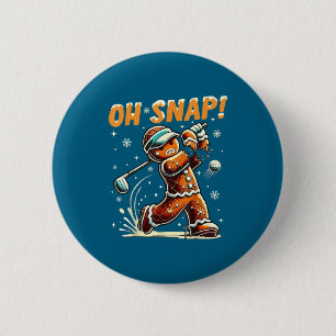 Oh Snap Gingerbread Golfer Golf Christmas Golfing  2 Inch Round Button
