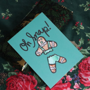 Oh Snap Gingerbread Man art Christmas Humour       Postcard